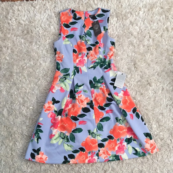 NWT Vince Camuto Blue Floral Dress - Picture 1 of 4